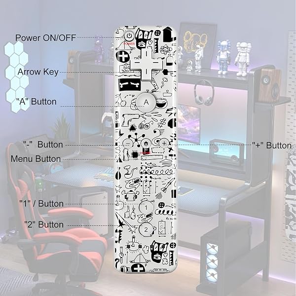 Leikurvo Pack de 2 manettes Wii Remote, manette Wii avec Nunchuk pour WiiRemote Plus, joystick de remplacement pour console WiiU (Noir + Jaune) - 3