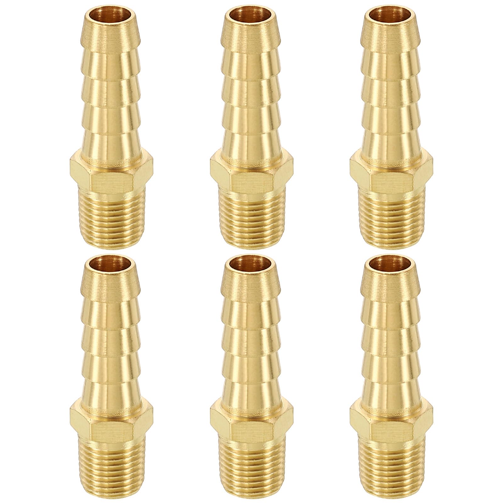 METALLIXITY 10Pcs Brass Hose Barb to NPT Male Adapter 5/16" Barb x 1/8" NPT Male for Automotive Motorcycle, Marine, Truck