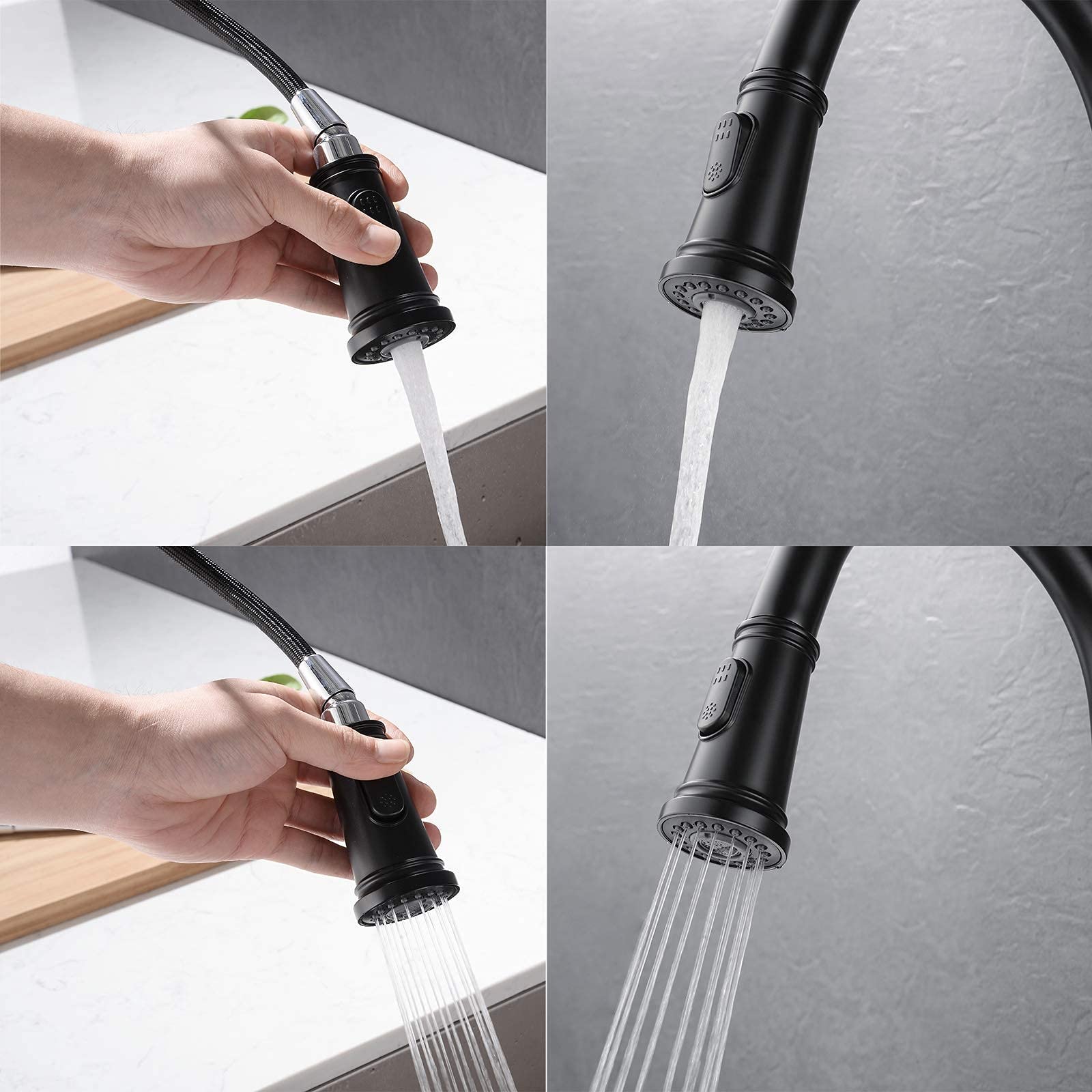 TTDGYYXW Grifos mezcladores para Fregadero de Cocina, Grifo Mezclador para Lavabo de Estilo Industrial con extracción, Grifo Monomando de Agua fría y Caliente, burbujeador de 2 Funciones, Cromado,