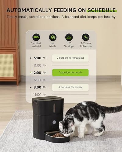 Miniatura 2 de Comederos automáticos para gatos, dispensador de alimentos secos para gatos con tiempo sin obstrucciones, 3L12 tazas, alimentador automático