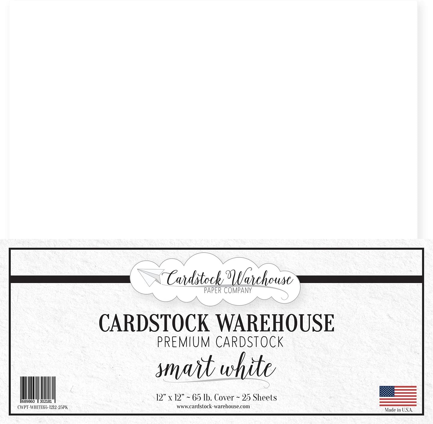 Smart White Cardstock 12 x 12 inch Premium 65 lb. Cover 25 Sheets