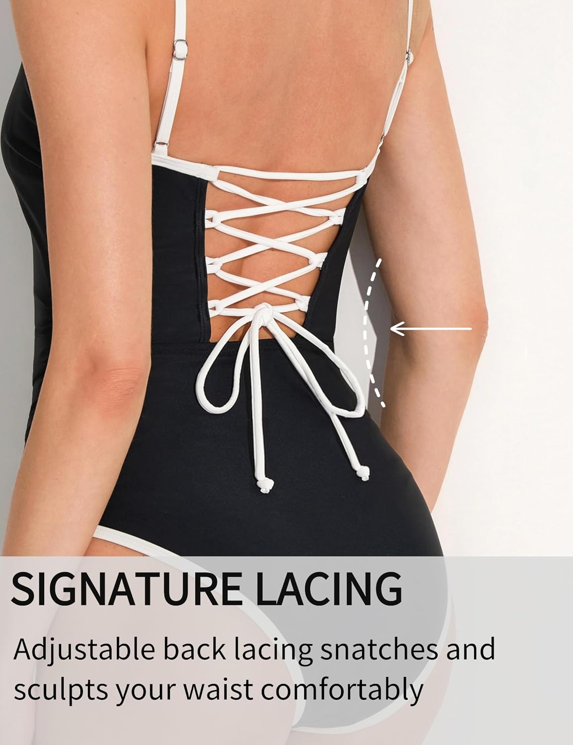 AJISAI Women One Piece Tummy Control Swimsuit Slimming Ruched Backless Bathing Suit Padded Swimwear