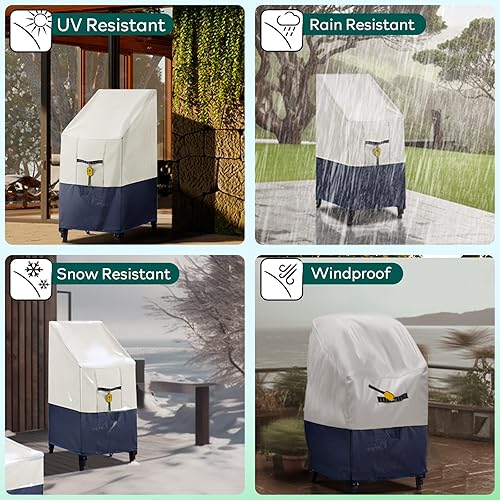 Miniatura 6 de Time Forest Fundas apilables para sillas de exterior, impermeables, fundas resistentes para muebles de patio, 100% impermeables para muebles de