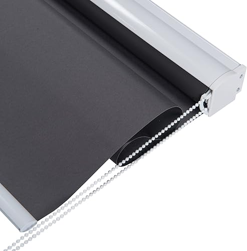 Allbright Persianas enrollables 100 % opacas con cubierta de cenefa (36 pulgadas de ancho x 72 pulgadas de alto, gris), con protección UV, persianas