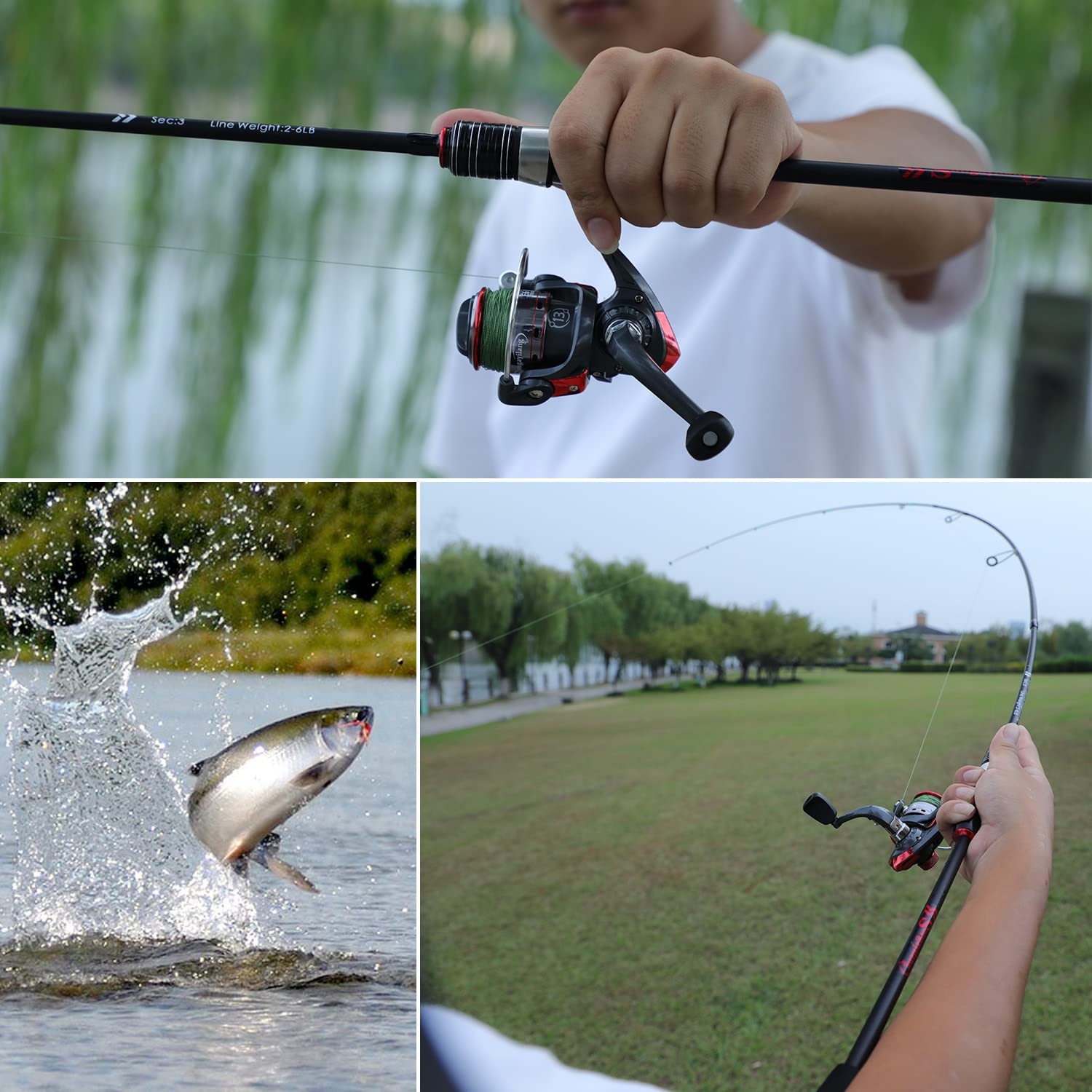 CañAs De Pescar 1 PCS Casting Giring Varilla de Pesca 1.8m Pole de Varilla de Fibra de Carbono Ultraligero 3 Sección con Eva Manejar la caña de Pescar con cebas de Cebo CañA De Pescar