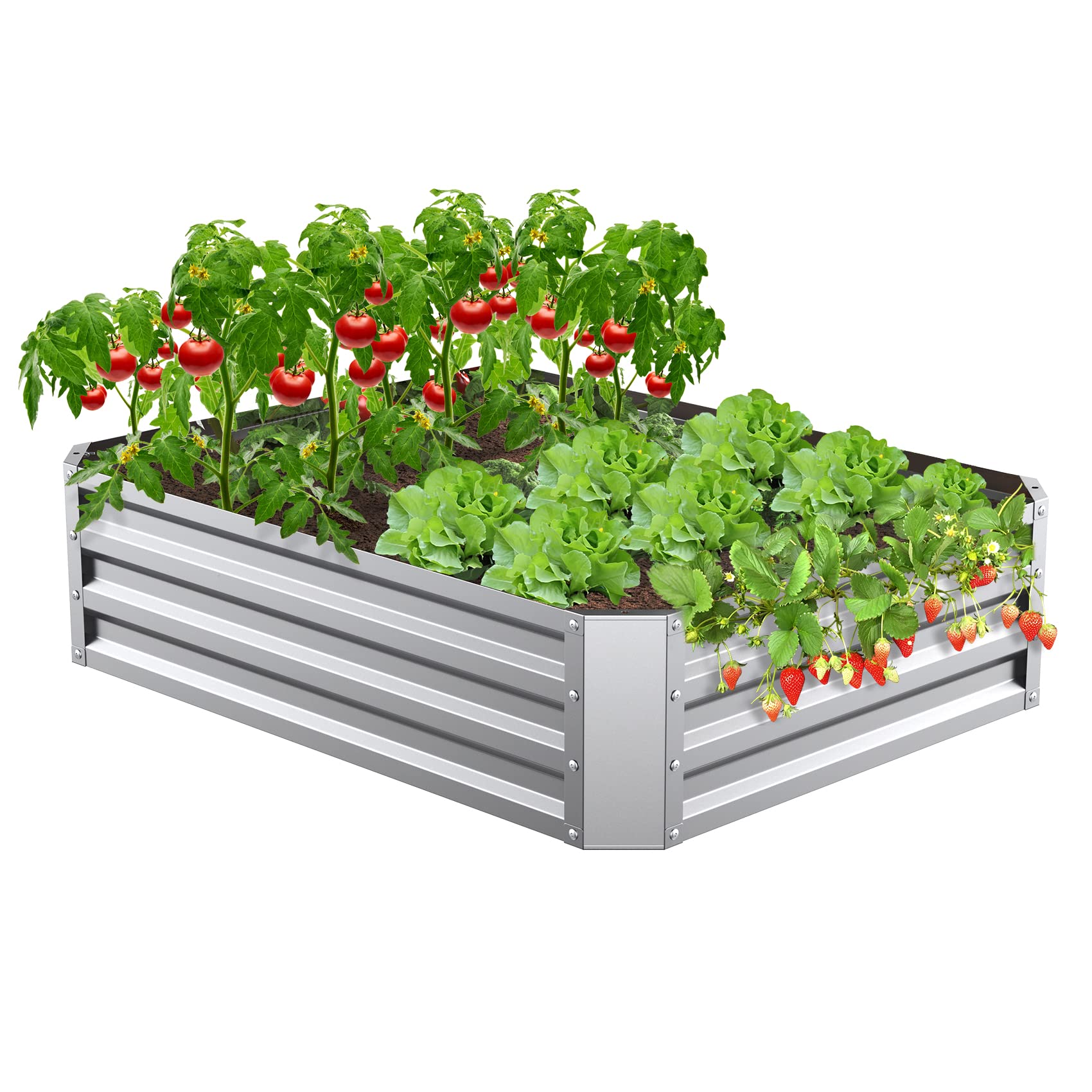 Photo 1 of ***SEE NOTES***Mr IRONSTONE Galvanized Raised Garden Beds for Vegetables Flowers Herb Large Heavy Metal Planter Box Steel Kit Flower Herb with Gardening Gloves 4×3×1 ft 4×3×1FT