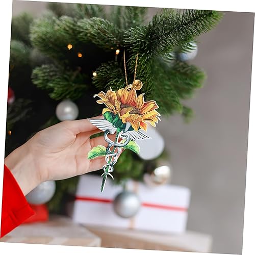 Miniatura 6 de PACKOVE Decoración de espejo para decoración de árbol de Navidad, decoración de coche de flores, decoración colgante de coche, decoración colgante