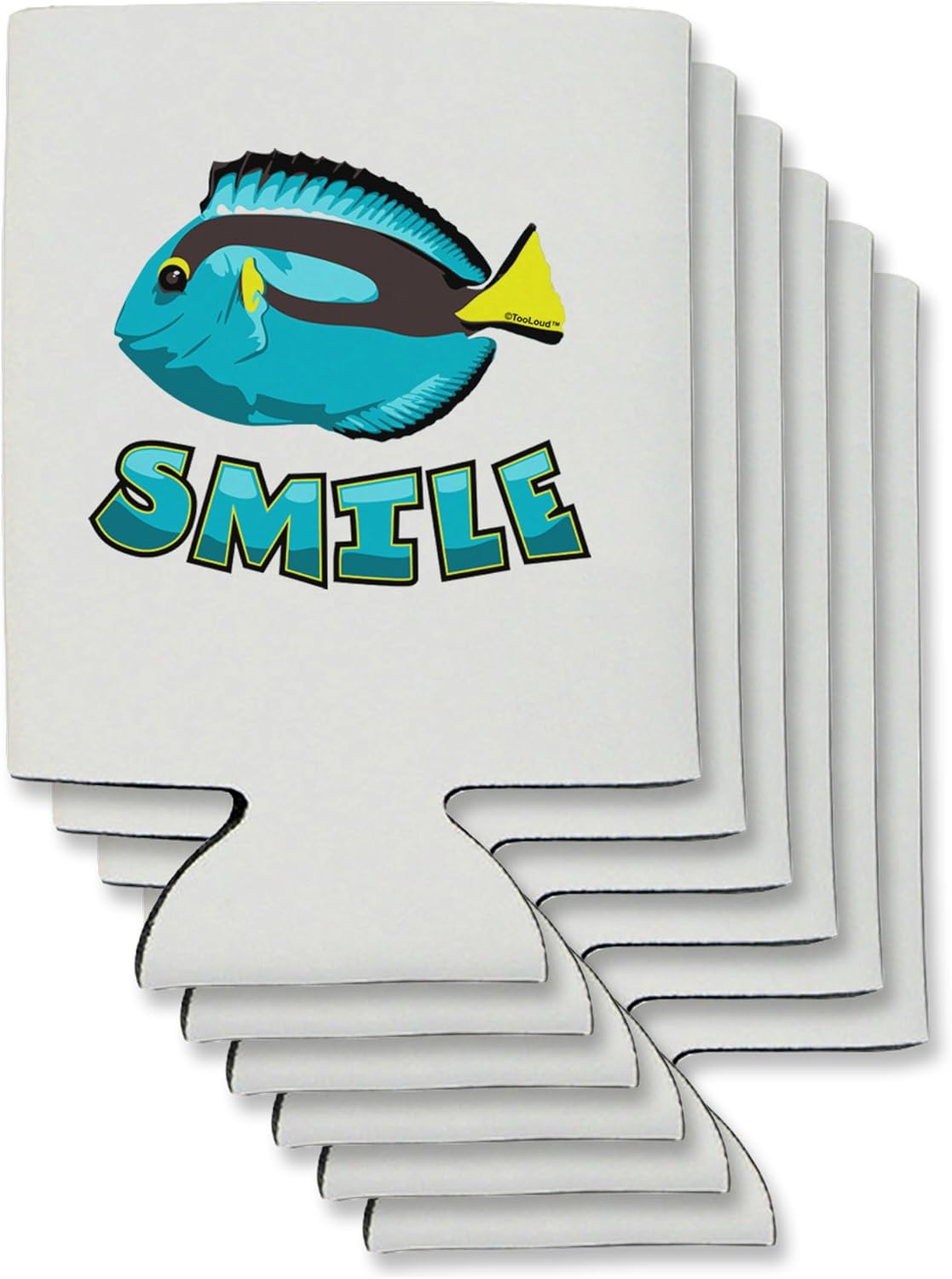 TooLoud Blue Tang Fish - Smile Can/Bottle Insulator Coolers - 6 Pieces