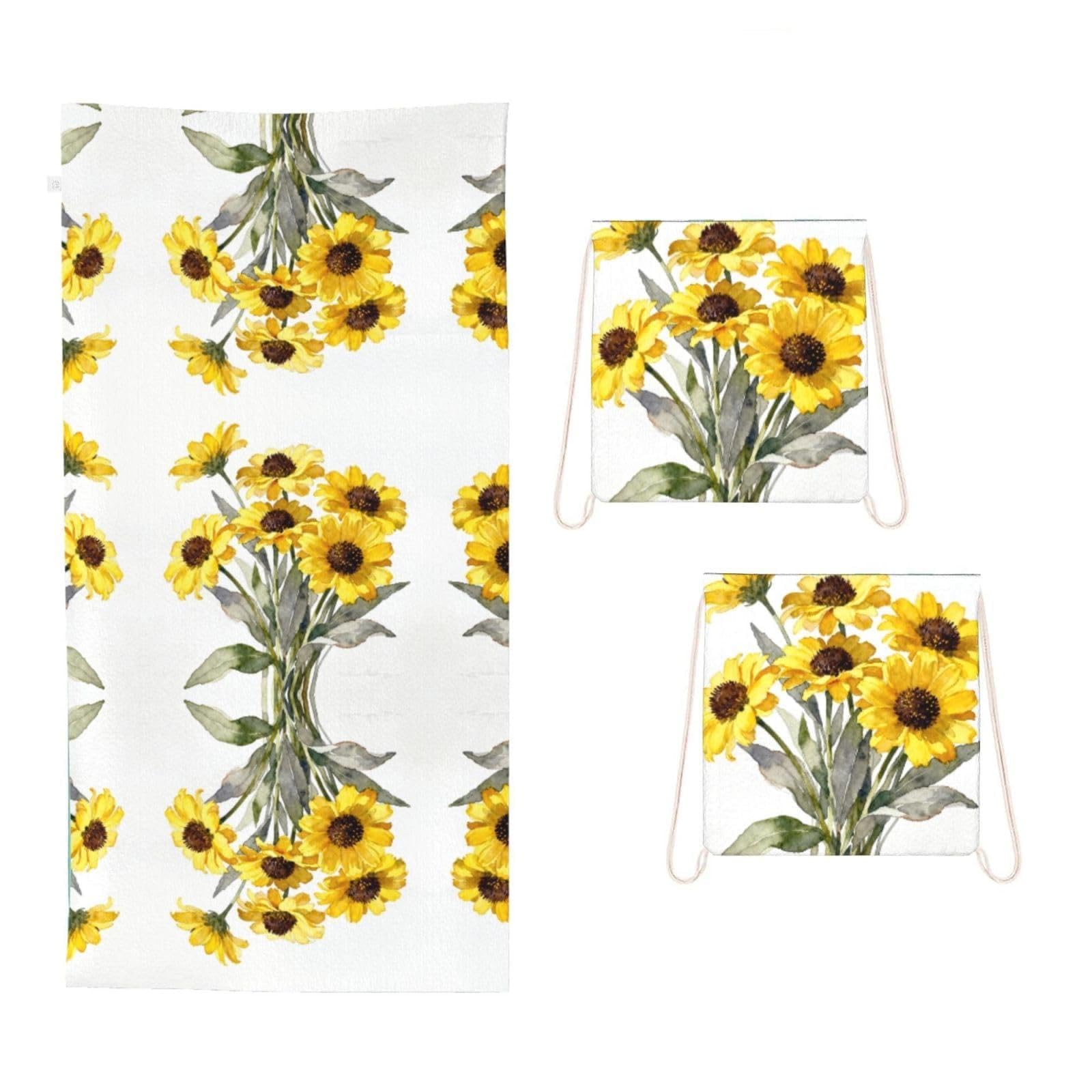 CNTDBU chrysanthemum 2 in 1 Packable Towel Bag-Large Beach Towel with Stuff Sack, Super Absorbent Microfiber Travel Towel for Pool