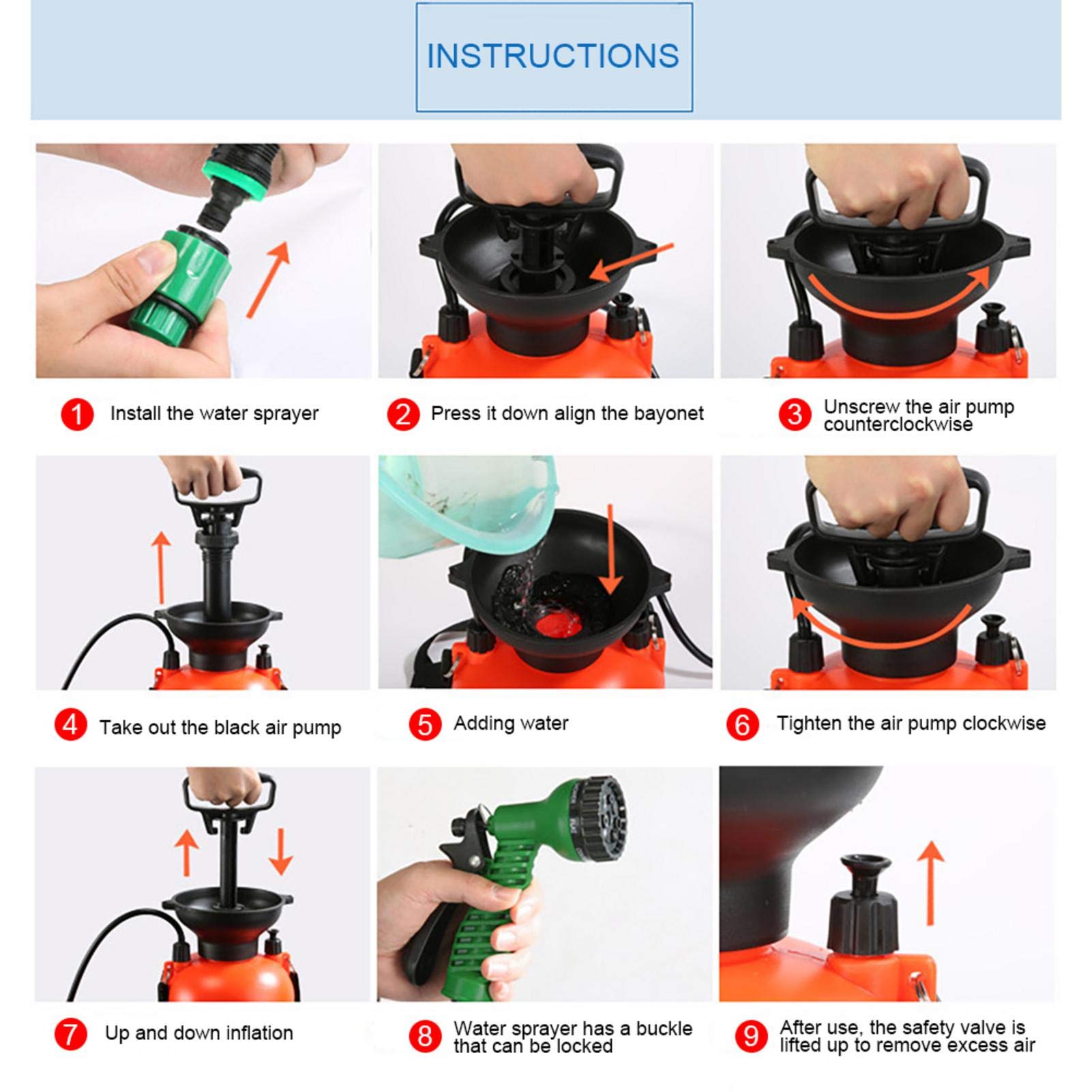 Doccia portatile da campeggio, 5 l, 8 l, 7 modalità di spruzzatura dell'acqua, per viaggi, doccia a pressione all'aperto, da campeggio, multifunzione, piccola doccia da campeggio, doccia