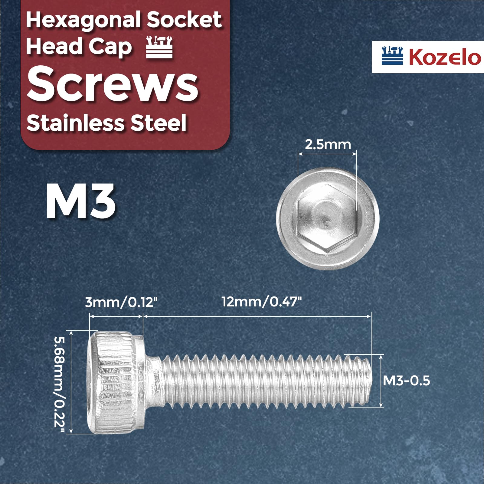 Kozelo 100pcs Socket Head Cap Screws - Image 2