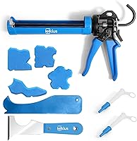 Leikius PRO Heavy Duty Caulk Gun Kit 25:1 Thrust Ratio, No-Drip Rotating Barrel, Silicone Sealant Tools & Grout Scraper for Kitchen Bathroom - Gift Box