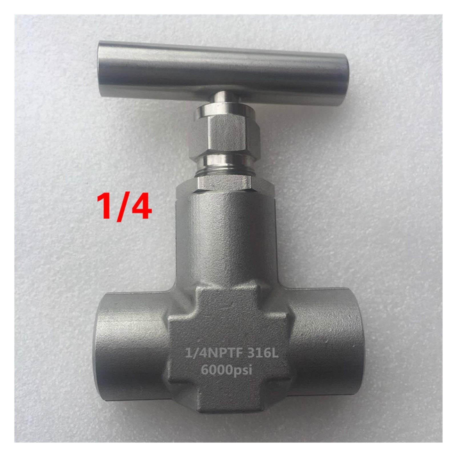 316 de acero inoxidable alta presión la válvula aguja rosca hembra / 4 3/8 1/2 Control Flujo NPT1 Con mango una Forma,Utilidad Universal(1/4")