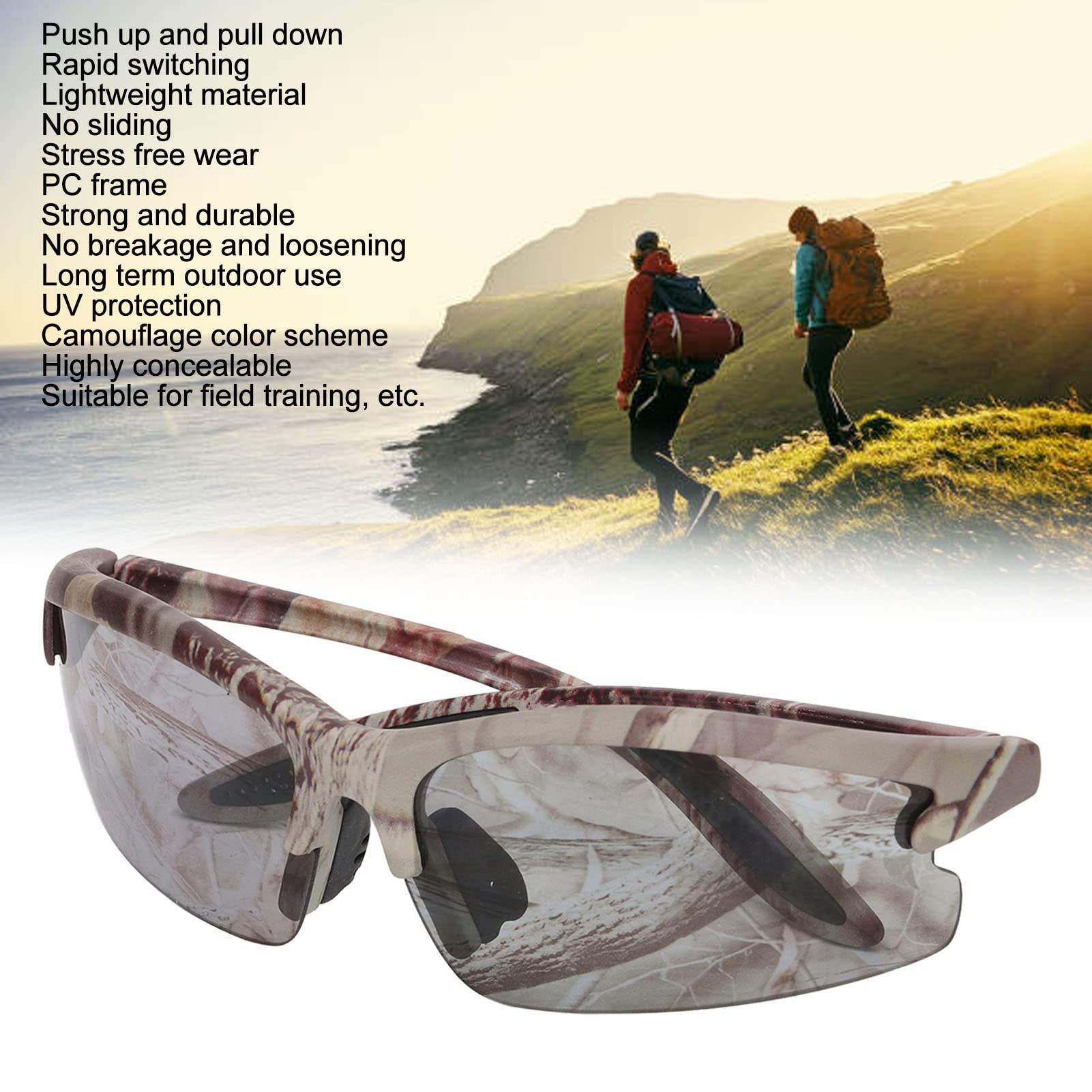 Uadme Camo Sunglasses, Half Frame Camouflage Polarised Glasses, Lightweight Anti Impact Mens Outdoor Sports Equipment for Fishing Hunting Hiking Camping - Image 2