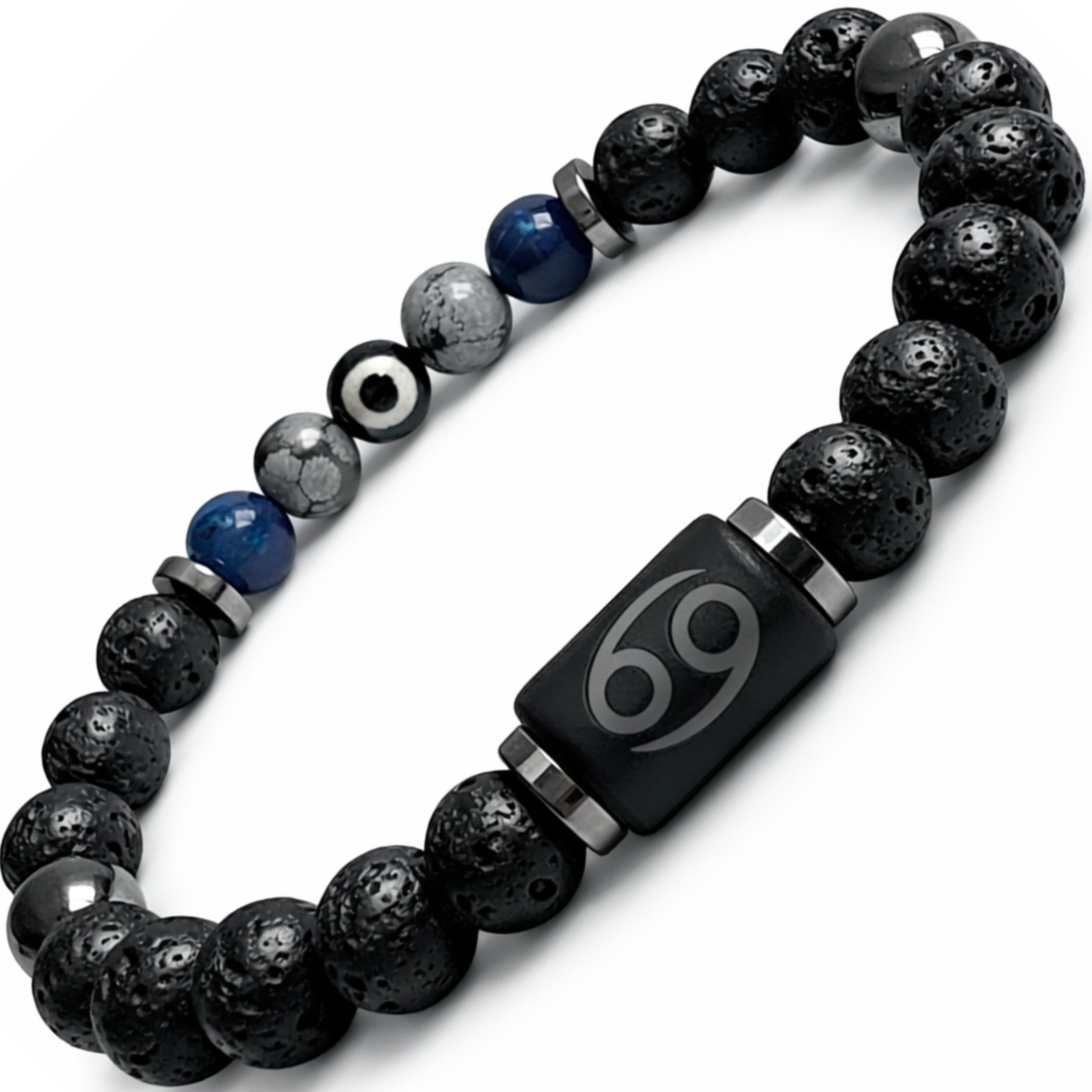 TEJO Herren Sternzeichen Armband mit Natursteinen – Perlenarmband für Männer – Zodiac Schmuck Geschenk für Geburtstag, Alltag & Stil (Krebs, L)