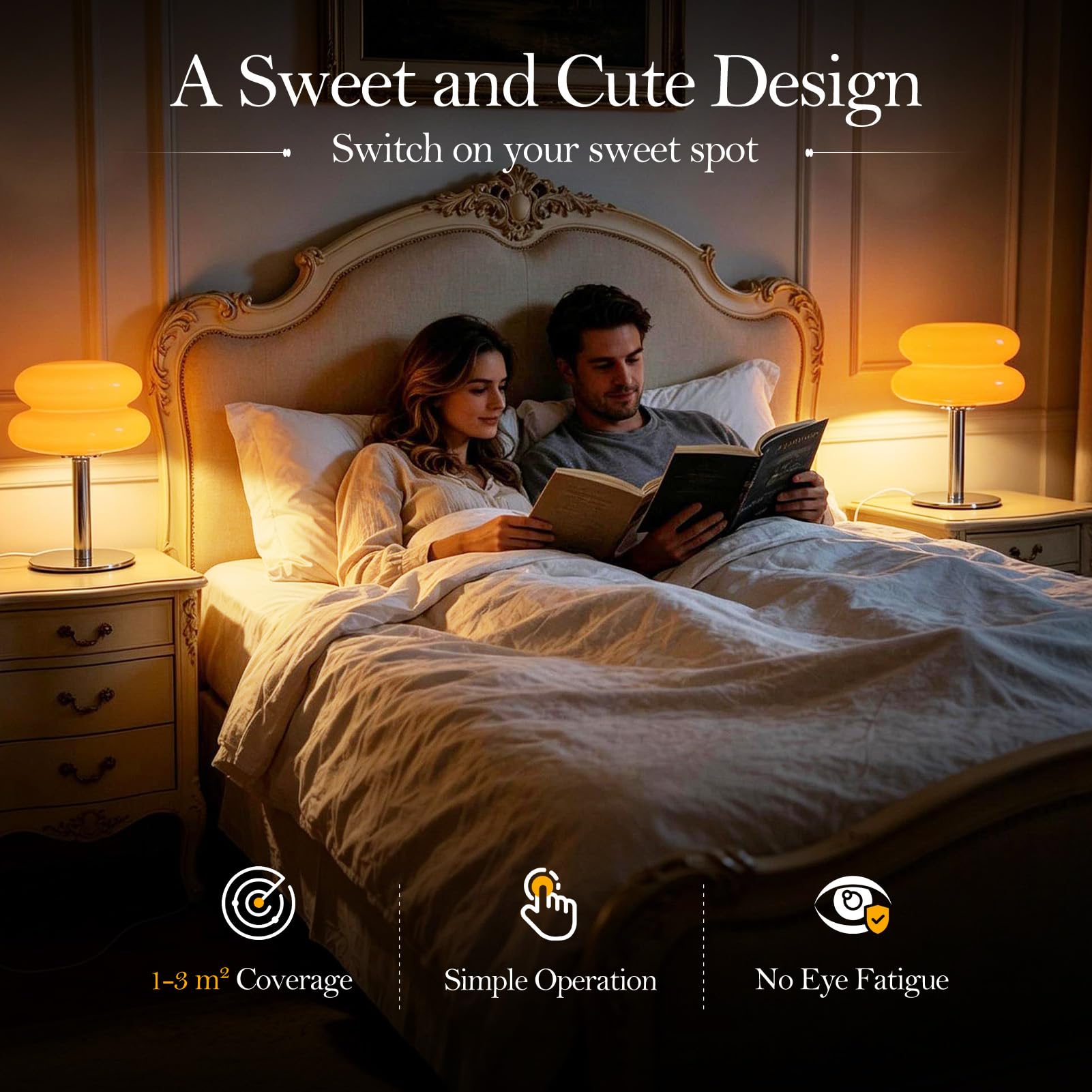 Topyond Tischlampe Orange, Eierkuchen Tischlampe, Energieeffizienz | Weiches Licht, USB Glas Klein Nachtlampe, Schlafzimmer Tischlampen, Niedliche Donut Lamp (Orange)