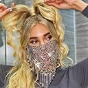 PATPAT® Tassel Masks Masquerade Masks for Women, Sparkly Crystal Metal Mesh Mask, Black Tassel Beads Chain Masks for Performance, Prom, Costume Party Festival Rave, Masquerade Party Halloween Gifts gallery image