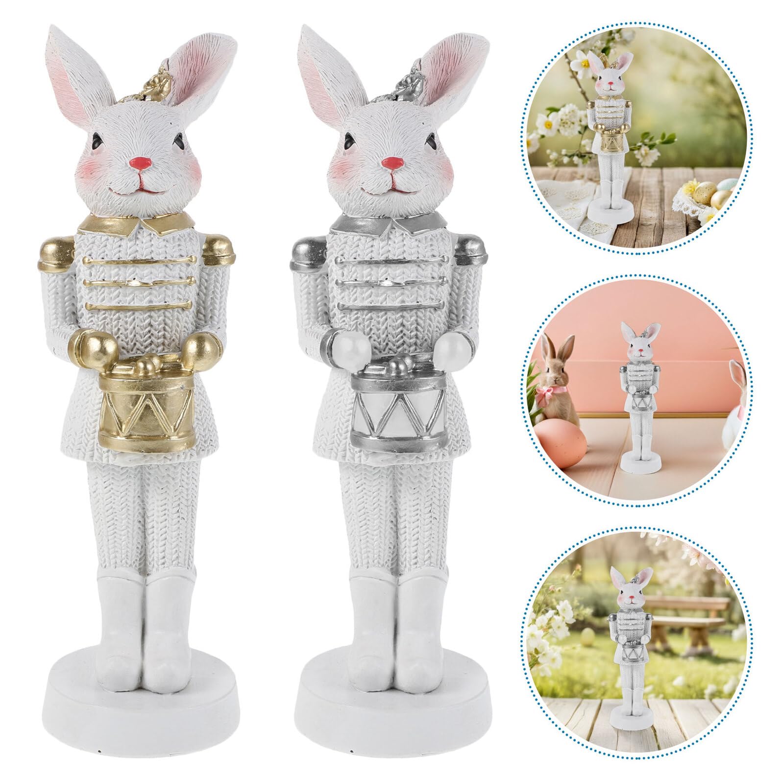 Alipis 2 Stück Osterhasenfigur aus Kunstharz als Dekoratives Hasen Nussknacker Sammlerstück für Tischdeko und Bunny Shelf Sitter im Verspielten Frühlingsstil