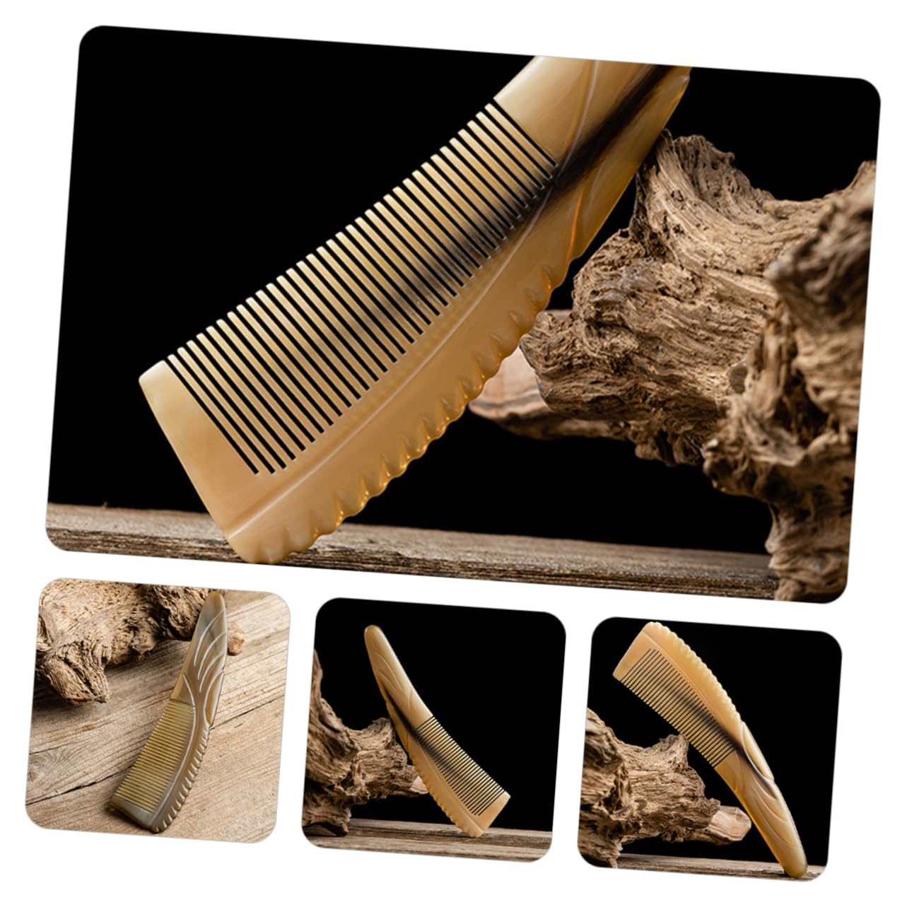 Healeved 3pièces Peigne De Massage Corne De Bœuf Peigne Démêlant Pour Hommes Et Femmes Anti-statique Naturel Et Pour Massage Relaxant Du Chevelu