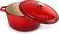 Vista 5 de BergHOFF Olla de hierro fundido Neo con tapa, color rojo, 7 cuartos de galón.