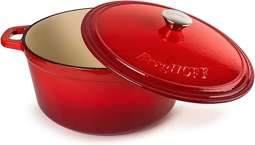 Miniatura 5 de BergHOFF Olla de hierro fundido Neo con tapa, color rojo, 7 cuartos de galón.
