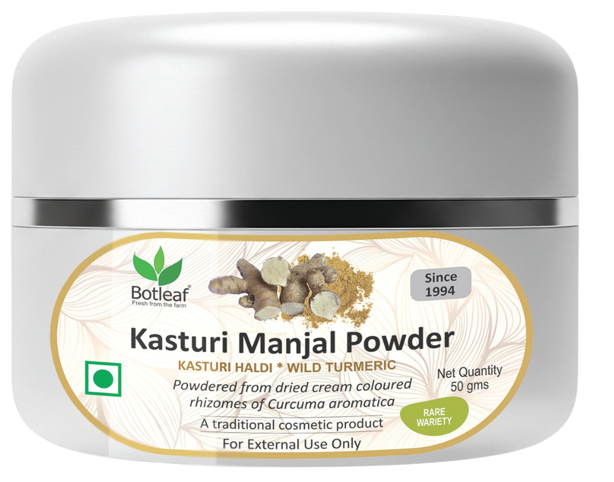 BOTLEAF White Kasturi Turmeric Powder 50 GM – Rare Wild Turmeric | Kasturi Manjal | Kasturi Haldi for Face, Blemishes, Acne Scars, Skin Care & Anti-Aging