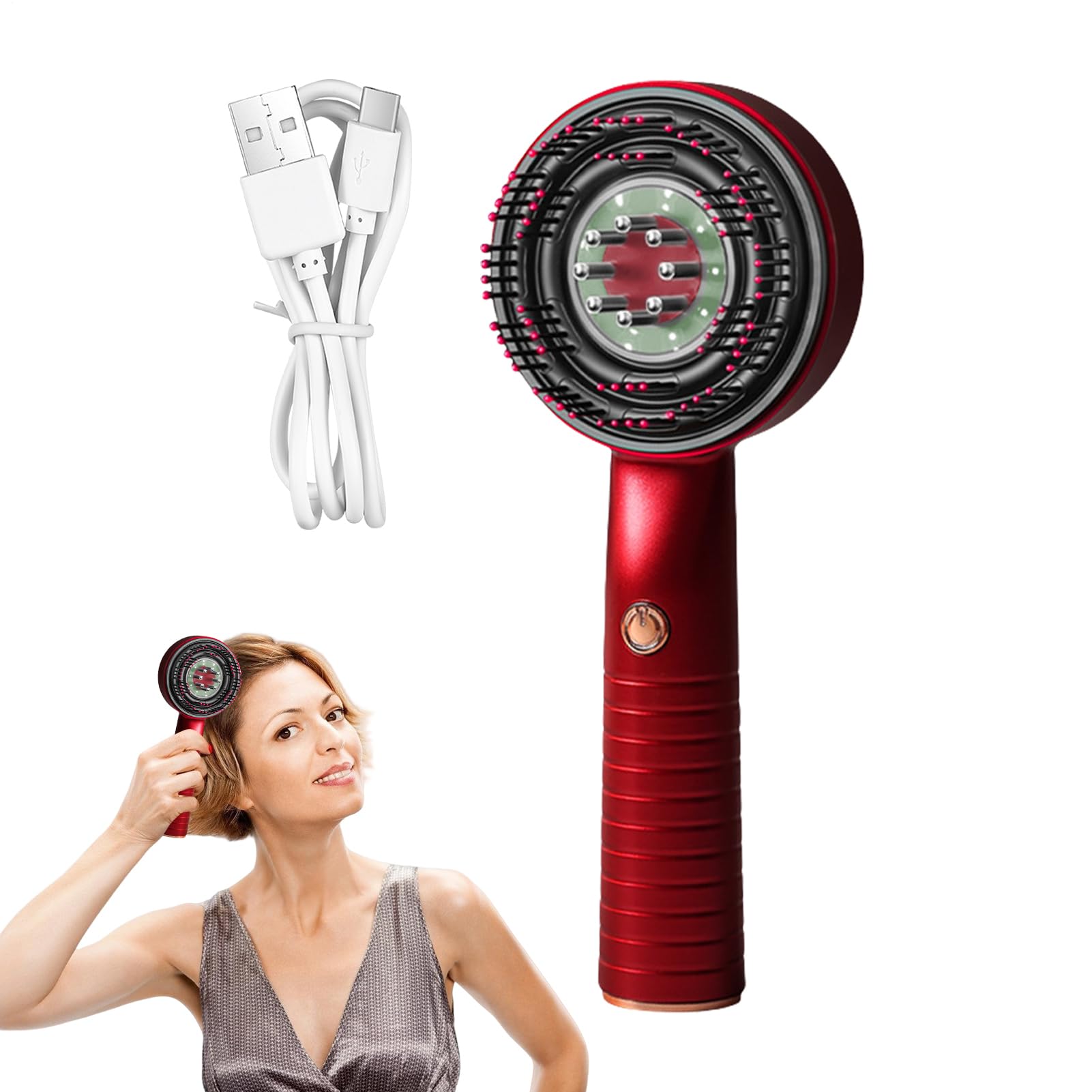 Stimulateur Cuir Chevelu Pousse Cheveux - Exfoliant Capillaire et Outil de Massage - Brosse à Tête Combinée Étanche Rechargeable pour Soins Personnels Hommes Soutien Repousse Voyage Maison