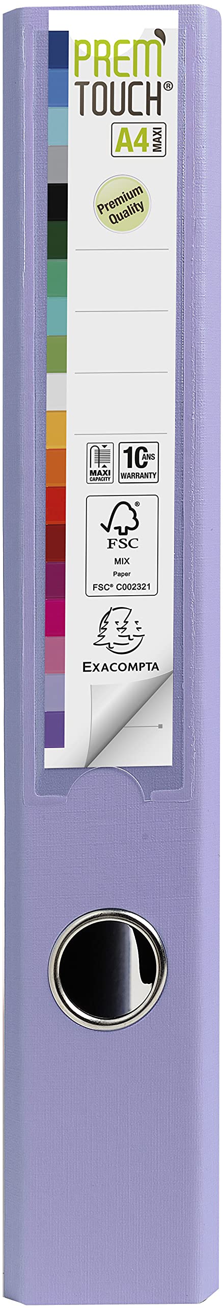 Exacompta 53107E 10er Pack Premium Kunststoff-Ordner Prem´Touch. 5 cm schmal DIN A4 MAXI Ringordner Aktenordner Briefordner Büroordner Plastikordner Schlitzordner flieder