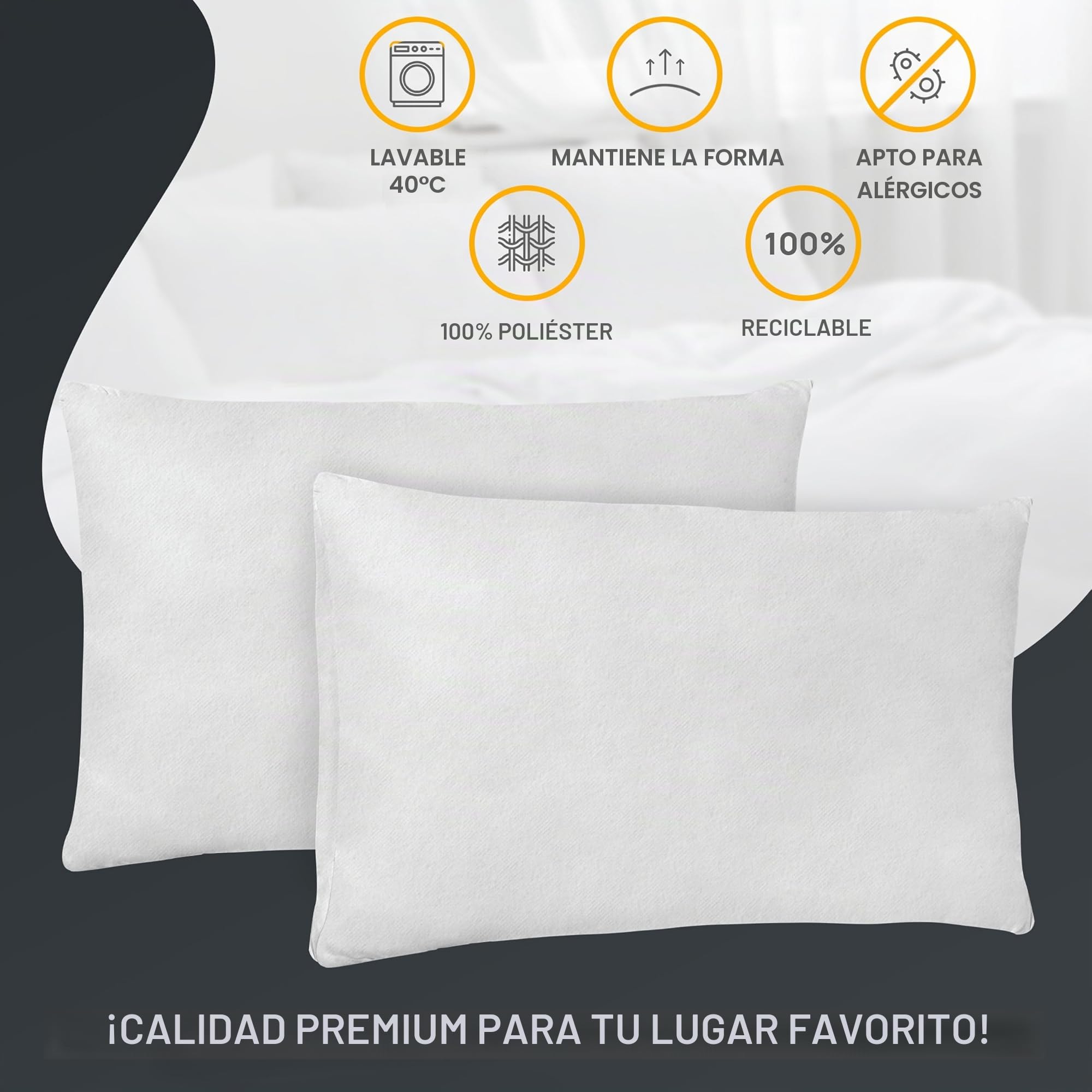 LILENO HOME Lote de 4 Relleno de Cojín de 70x90 cm - Relleno Interior Lavable a 40°C Apto para Personas Alérgicas - cojín de poliéster Inlet cojín de sofá - Cojín para Cóctel y Almohada