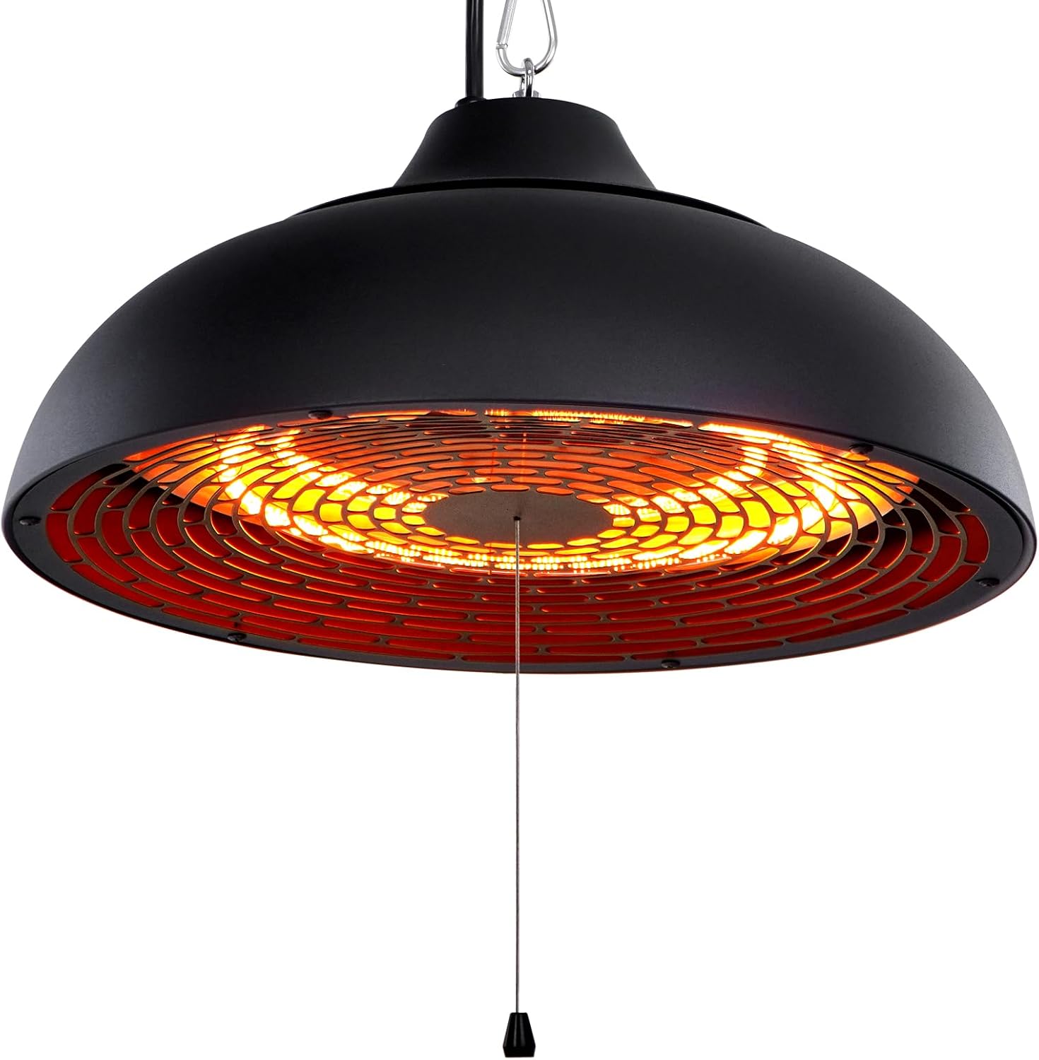 Hanging Outdoor Electric Heater, Infrared Patio Heaters for Outdoor Indoor Use, Ceiling Garage Heater with 3 Adjustable Modes 600W/900W/1500W. BLACK