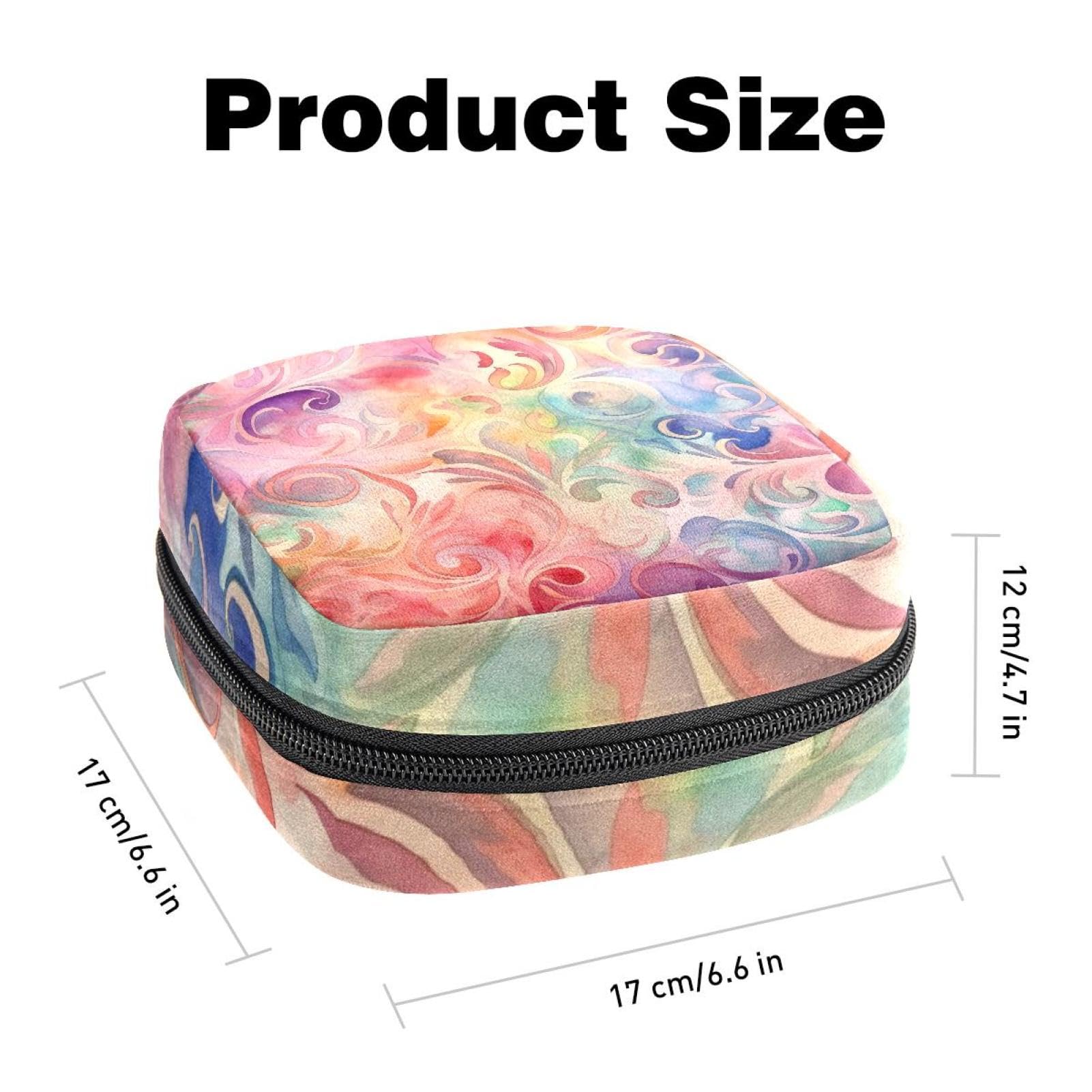 Sanitary Napkin Storage Bag for Women Cute, Feminine Menstruation Pad Holder for Period, Portable Zipper Menstrual Pad Bags Abstract Enigmatic Swirls Texture