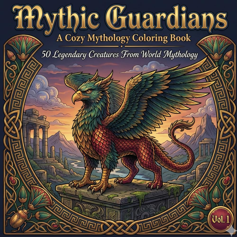 Mythic Guardians: Mythic Guardians: A World Mythology Coloring Book for Adults and Teens
