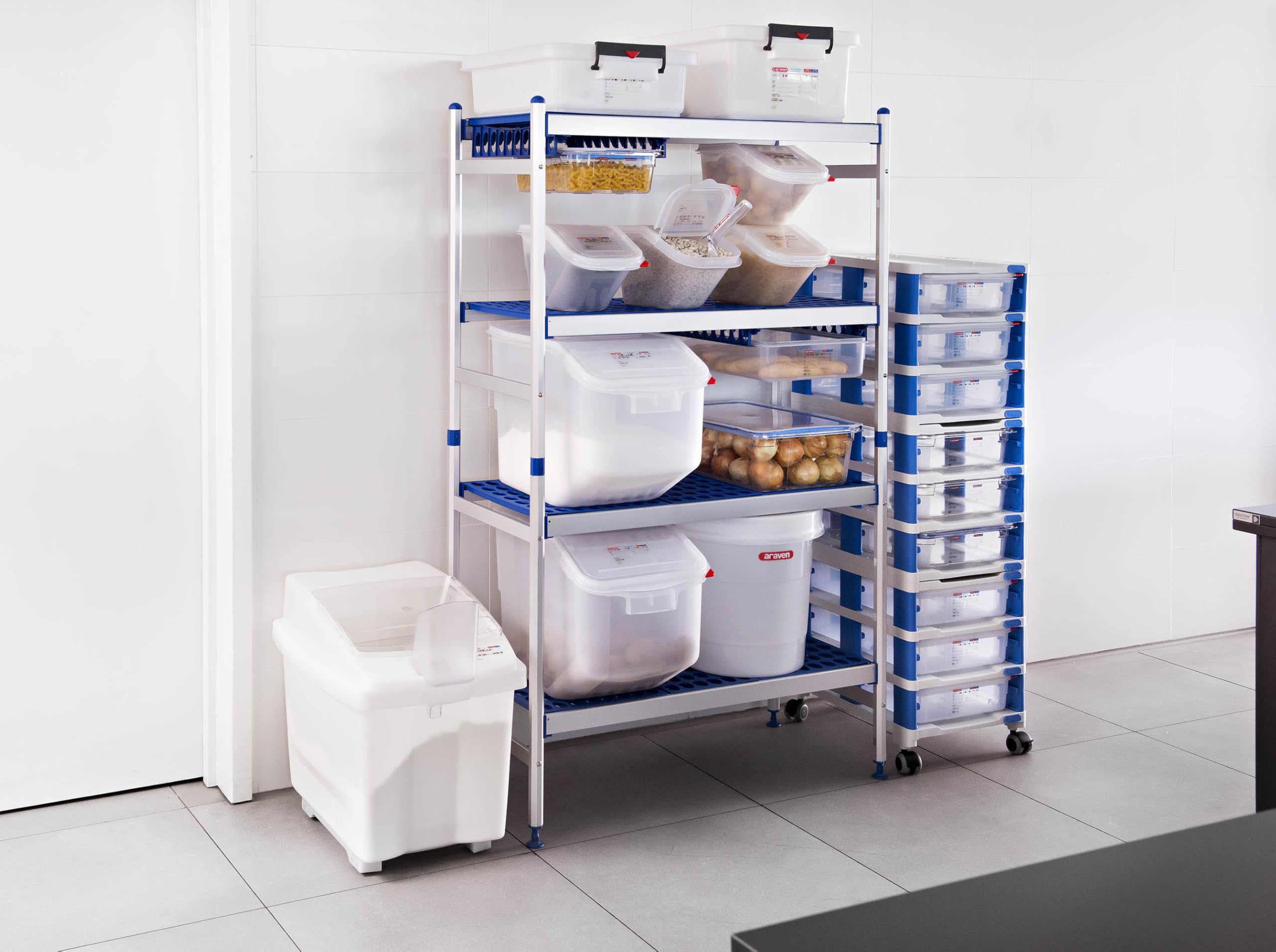 Araven Mestolame Tramoggia Contenitore Alimenti da 100 Litri in Plastica Resistente