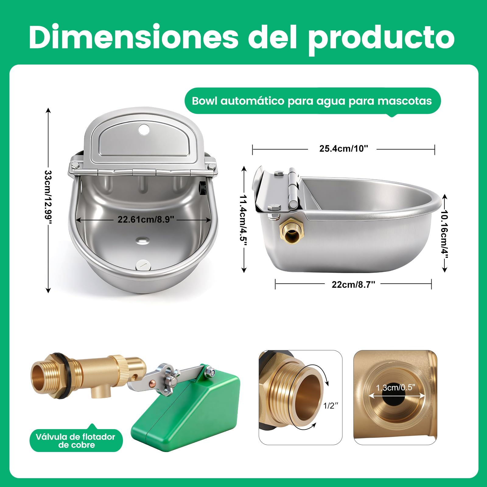 Bebedero Automatico con Valvula Flotador,Acero Inoxidable Bebedero Ganadero,Bebedero Caballos & Vacas Automatico,Bebedero para Ovejas Exterior,Bebedero Automatico para Ganado para Animales