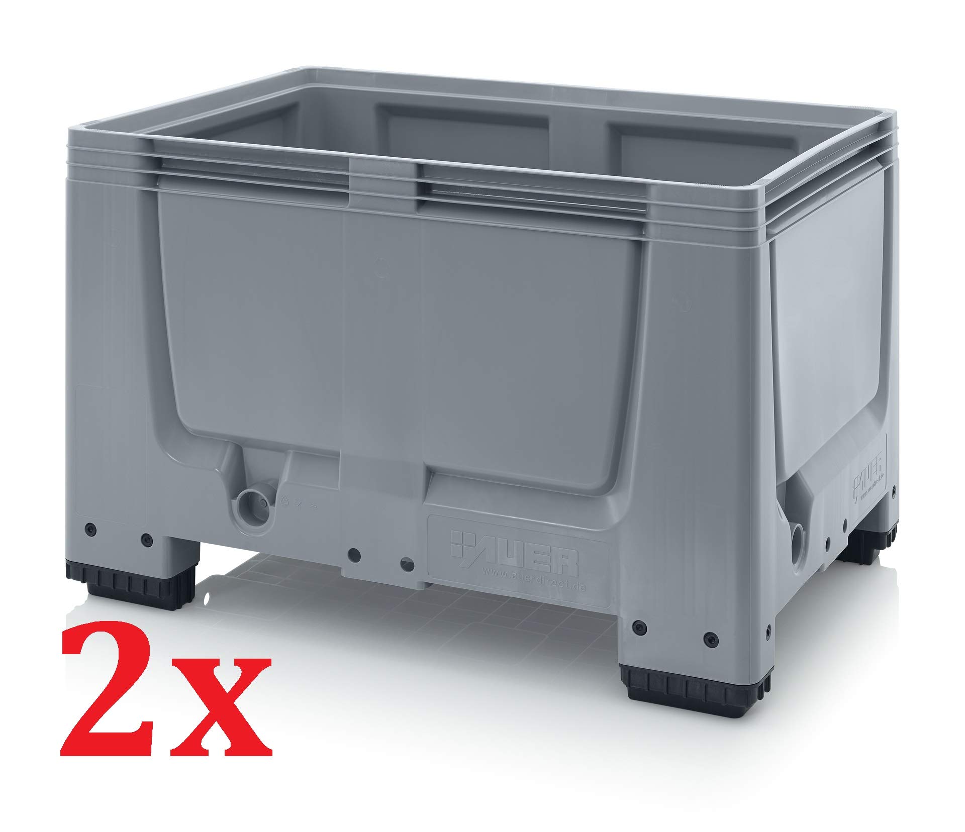 Auer BigBox Fermé 120x80x79 Caisse-Palette, Grande Caisse, Conteneur à Palettes, 535 Litres, Gris
