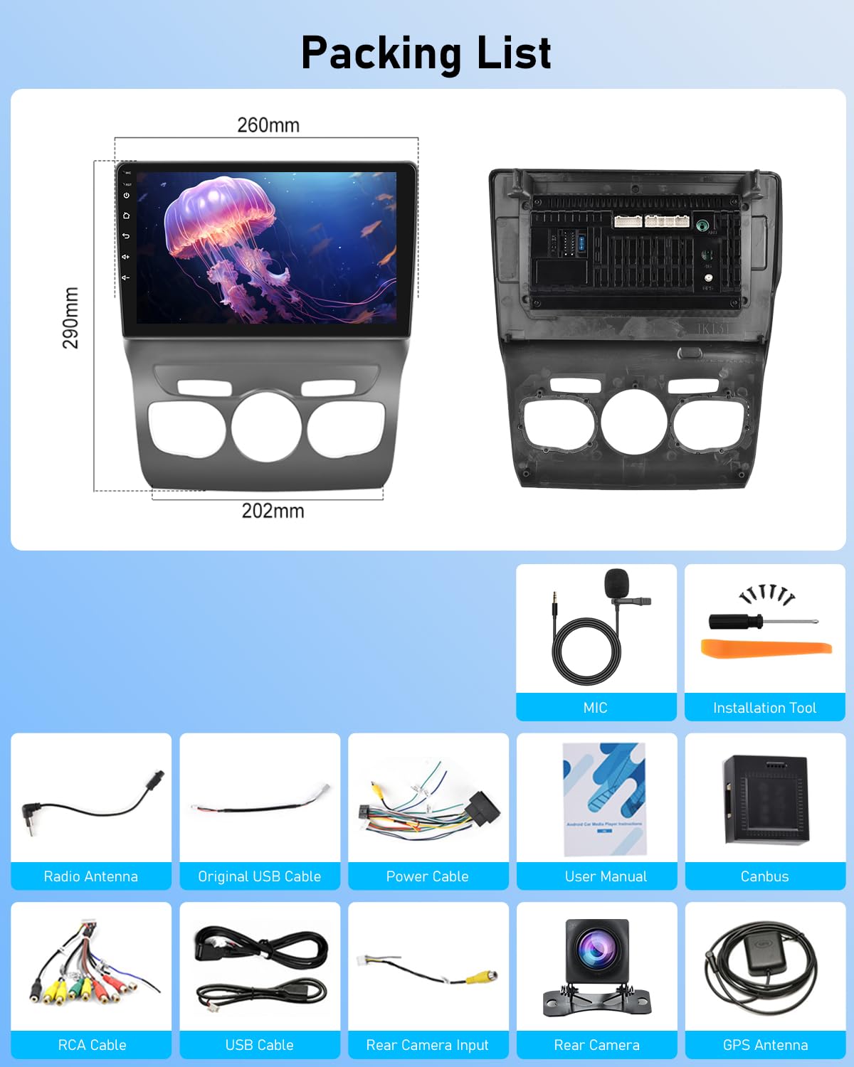 NHOPEEW Autoradio Android 2G+64G pour Citroën C4 II / DS4 / DS4 Crossback 2012-2018, écran Tactile 9 Pouces, CarPlay Android Auto sans Fil, WiFi GPS FM RDS, écran partagé, SWC, caméra arrière AHD
