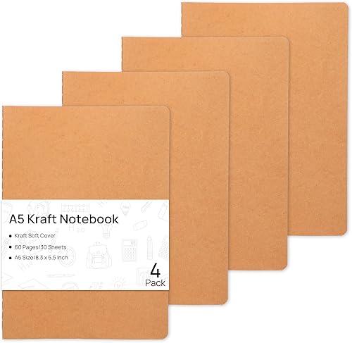 Miniatura 8 de miikoul Paquete de 24 Cuadernos de Kraft en Blanco, 8.3"x5.5" A5 Cuadernos Pequeños a Granel en Blanco de 80 Gsm Sin Líneas con 60 Páginas Cuadernos
