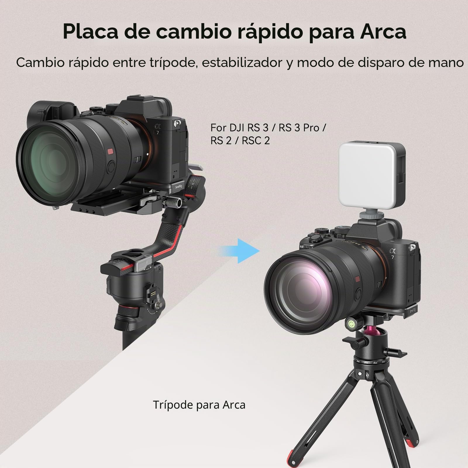 SMALLRIG Placa Base para Sony A7V/A7R V/A7 IV, con Placa de Liberación Rápida para Arca Cambio Rápido Entre Trípode y Estabilizador (para dji RS 2/RSC 2/RS 3 Pro) - 3666B