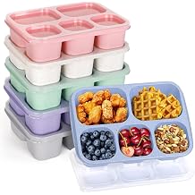 Korlon 6 Pack Bento Box Adult 5 Compartments, Reusable Lunchable Container