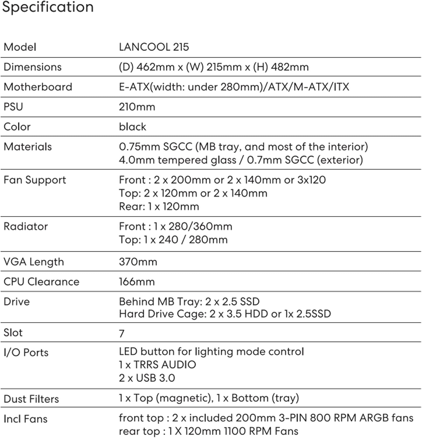 Lian Li LANCOOL 215 RGB ATX ????????