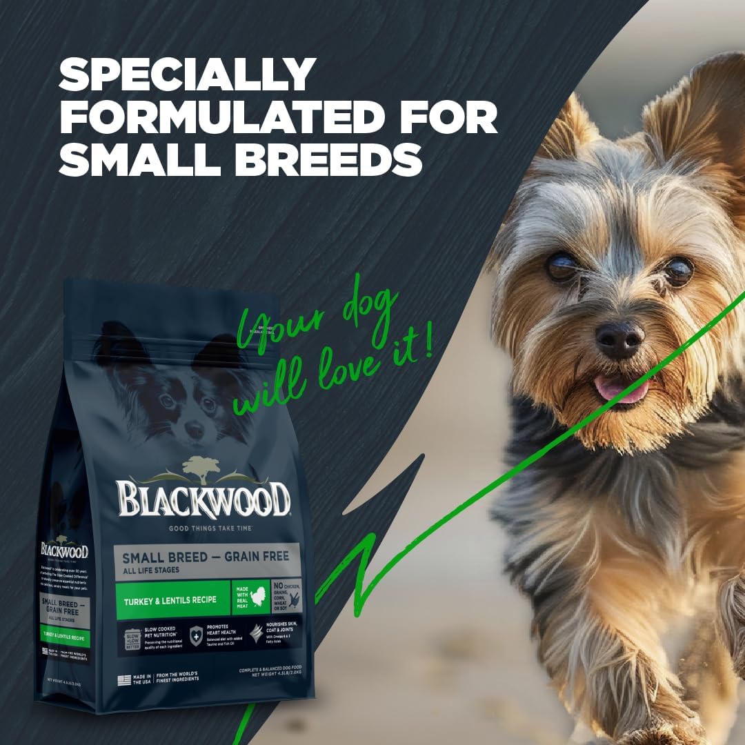 Blackwood Grain Free Small Breed Dry Dog Food, Turkey & Lentils Recipe, 4.5 Pound Bag for All Life Stages, Slow Cooked with Taurine and Fish Oil to Promote Heart Health - Image 8