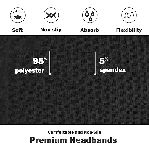 Miniatura 3 de IVARYSS Diademas para mujer, antideslizantes, elásticas de alta calidad, accesorios para el cabello, para yoga, moda, entrenamiento, viajes o
