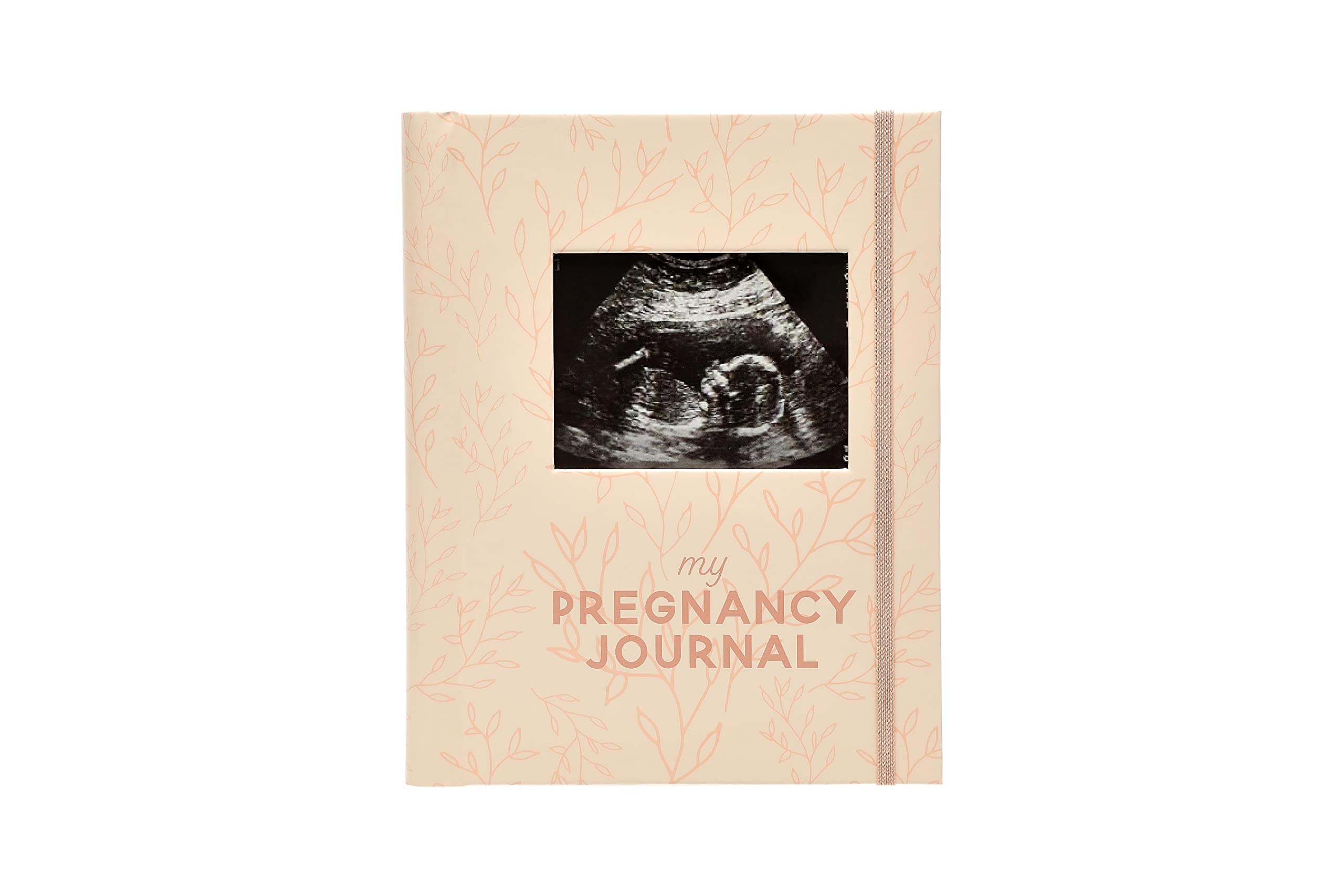 Pearhead Little Bundle of Joy Pregnancy Journal, Keepsake Pregnancy Memory Book with Sonogram Photo, First Through Third Trimester Pregnancy Milestone Tracker, Blush Leaf