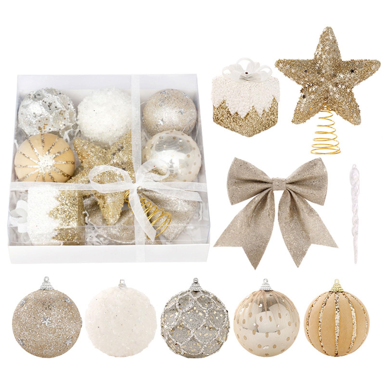 Buxuaaaa Christmas Baubles Christmas Tree Baubles Box Package Tree Decoration Hanging Balls Gifts for Ornaments