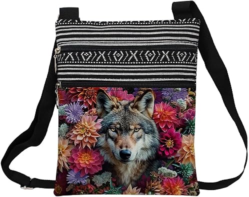 Wolf Pattern Crossbody Bag for Women
