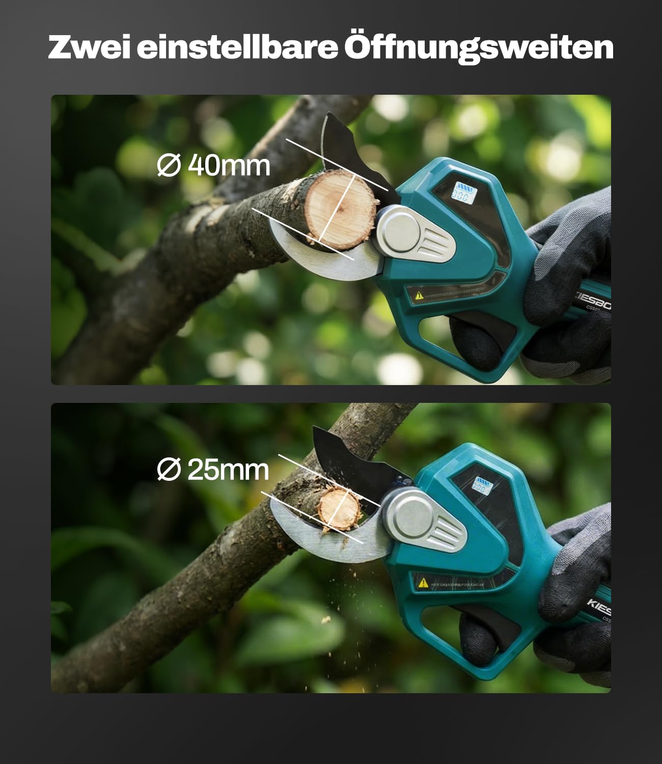 40mm Akku Astschere Kompatibel mit Makita 18V Akku, CSS03 Bürstenloser Elektrische Gartenschere mit LCD-Anzeige, Elektrisch Baumschere Akkuschere (ohne Akku und Ladegerät)