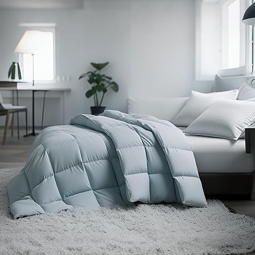 Miniatura 7 de Blue Ridge Home - Edredón hipoalergénico 100% algodón natural con relleno de plumas y plumas, para todas las estaciones