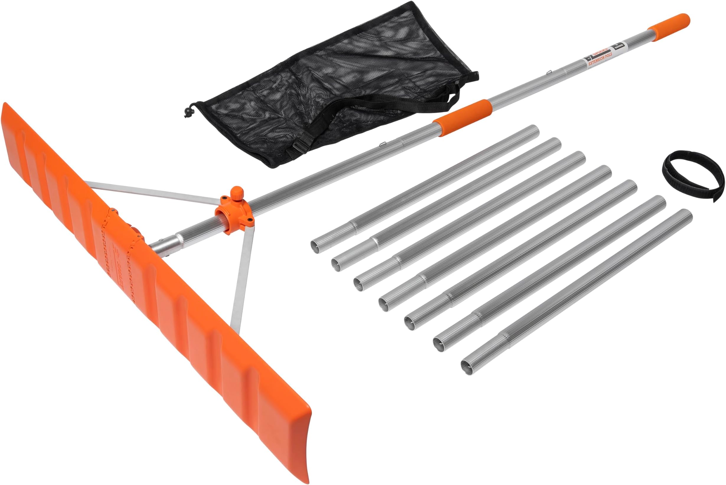 Snow Roof Rake, Adjustable 36IN Blade V-Blade Technology, Prevents Ice Dams, 21ft Reach Pole Included, Quick Assembly, Carrying Bag Included, NO wheels or sharpe edge to damage your shingles.