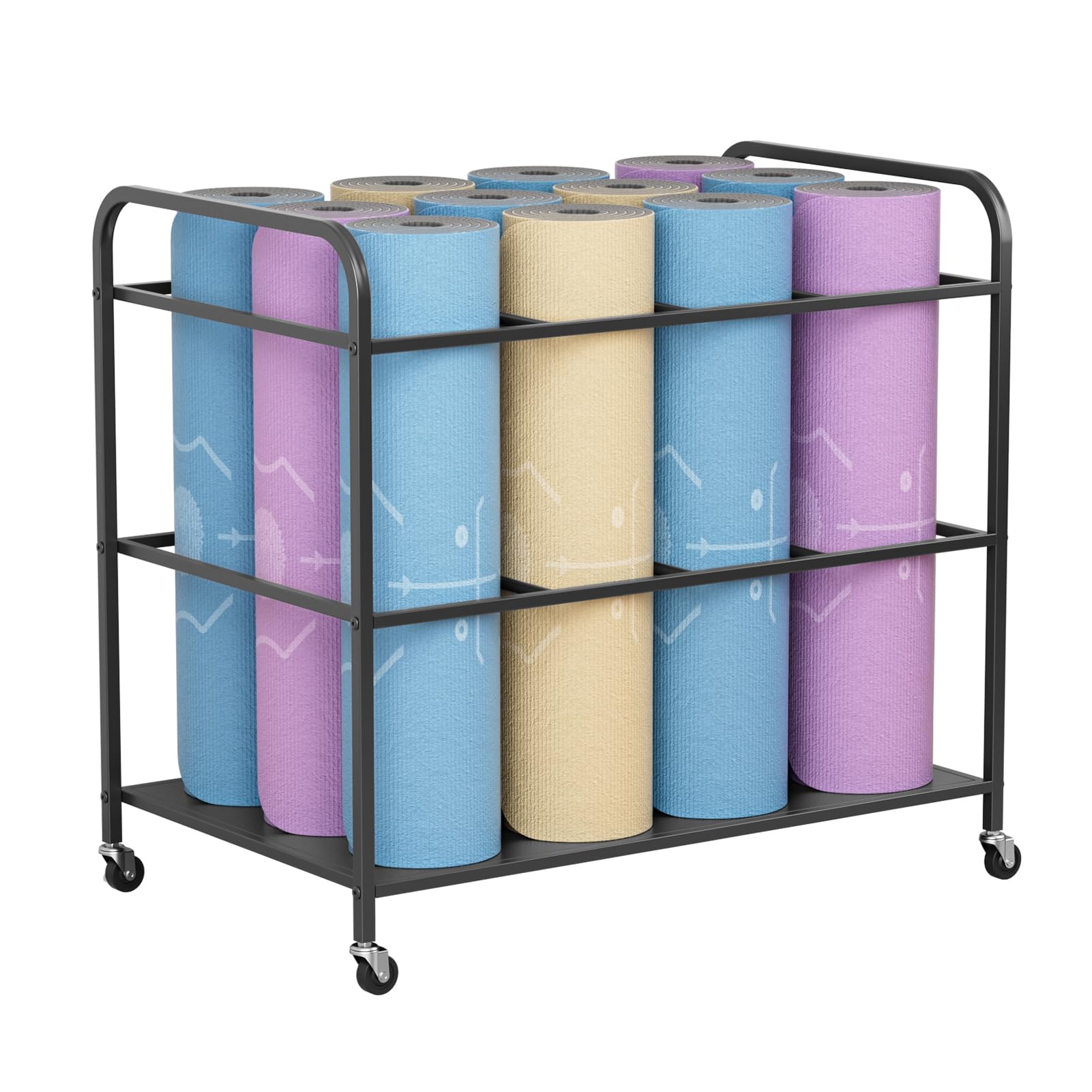 Support de tapis de Yoga robuste avec roues, capacité de 12 tapis, organisateur de rangement de tapis de Yoga Vertical pour salle de sport à domicile et Studio de Fitness