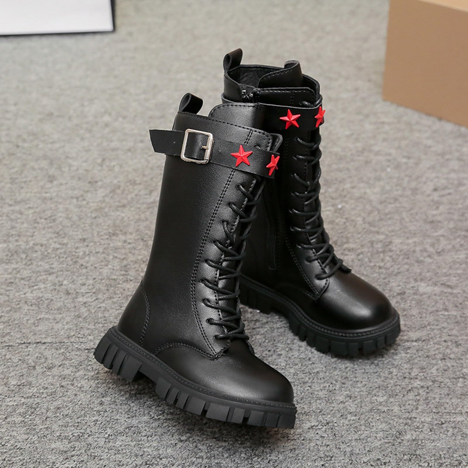 Générique Stivali invernali eleganti per Ragazze con decorazioni stellate modelli Elevati Fibbia Cintura Scarpe Alla Moda per Bambini perfetti per Freddi
